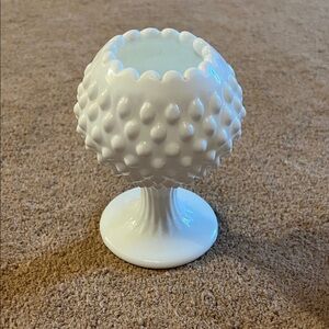 White Hobnail Glass Vase